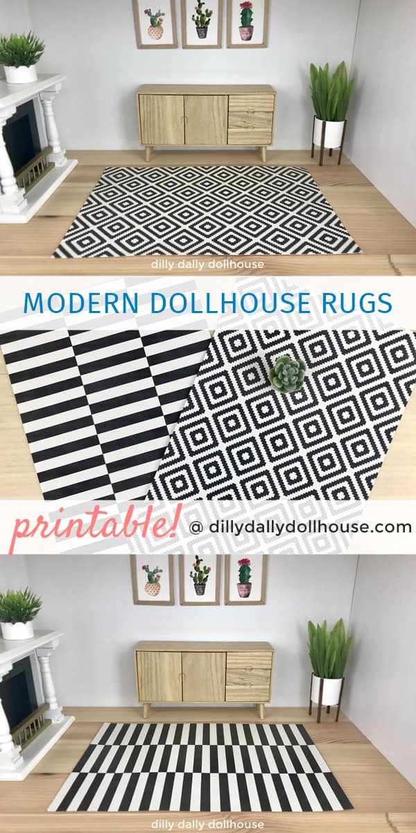 Modern Dollhouse Rugs (Printables + Paper Options) dilly dally dollhouse